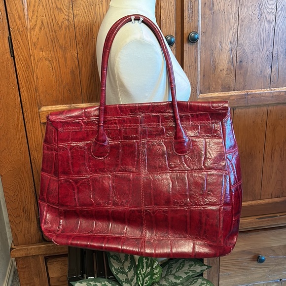 KATE♥️LANDRY LEATHER Tote Bag EXCELLENT Condition!⭐️Deep Maroon/Burgundy♥️ - Picture 9 of 13